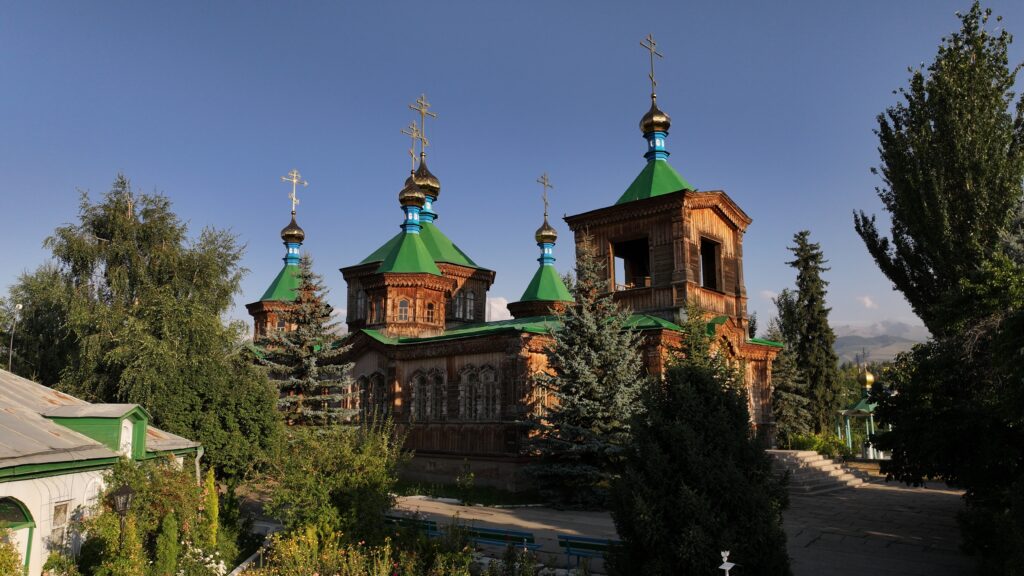 Holy Trinity Cathedral in Karakol side view